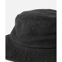 Hot Bob Search Canvas Wide Brim Hat Black Casquettes