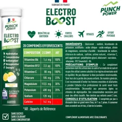 Boisson Énergétique|Entrainement<Punch Power Boisson Electroboost - Tube 20 Comprimés Citron Caféine