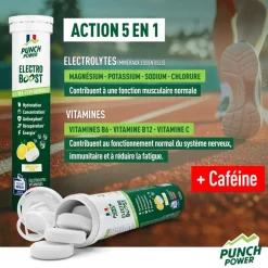 Boisson Énergétique|Entrainement<Punch Power Boisson Electroboost - Tube 20 Comprimés Citron Caféine