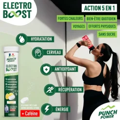 Boisson Énergétique|Entrainement<Punch Power Boisson Electroboost - Tube 20 Comprimés Citron Caféine