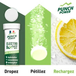 Boisson Énergétique|Entrainement<Punch Power Boisson Electroboost - Tube 20 Comprimés Citron Caféine