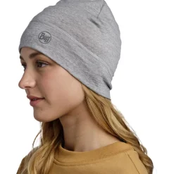 New Bonnet Merino Lightweight Beanie Solid Light Grey Bonnet Et Bandeau