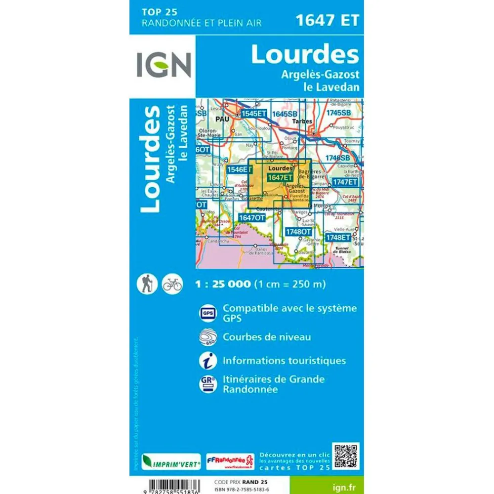 Best Carte 1647ET Lourdes Argelès-Gazost le Lavedan Carte Ign