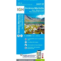 Carte Ign<IGN Carte 3437ET Orcieres-Merlette, Sirac, Mourre Froid, PNR des Ecrins