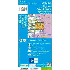 Carte Ign<IGN Carte 3633ET Tes, Val d'Isere, Haute Maurienne, Parc national de la Vanoise