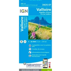 Online Carte 3435ET Valloire, Aiguilles d'Arves, Col du Galibier Carte Ign