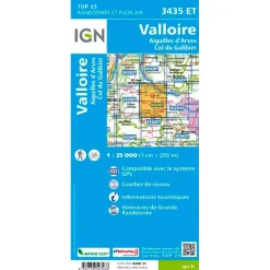 Online Carte 3435ET Valloire, Aiguilles d'Arves, Col du Galibier Carte Ign