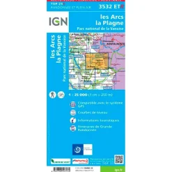 Online Carte 3532ETR les Arcs, la Plagne, Parc national de la Vanoise - Résistante Carte Ign