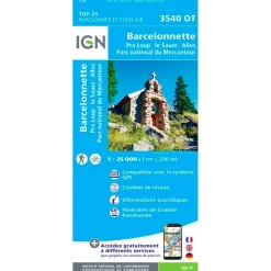 Carte Ign<IGN Carte 3540OT Barcelonnette, Pra Loup, le Sauze, Allos, Parc national du Mercantour
