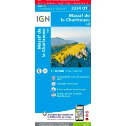 Carte Ign<IGN Carte 3334OT Massif de la Chartreuse Sud