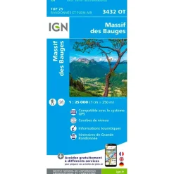 Clearance Carte 3432OT Massif des Bauges Carte Ign