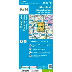 Clearance Carte 3532OT Massif du Beaufortain, Moûtiers, la Plagne Carte Ign