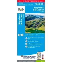 Carte 1848OTR Bagnère-de-Luchon, Lac d'Oô - Résistante Carte Ign
