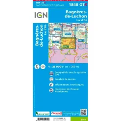 Carte 1848OTR Bagnère-de-Luchon, Lac d'Oô - Résistante Carte Ign