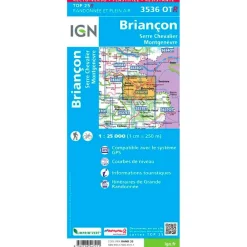 Carte Ign<IGN Carte 3536OTR Briancon, Serre Chevalier, Montgenèvre - Résistante