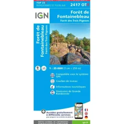 Carte Ign<IGN Carte 2417OTR Forêt de Fontainebleau, Forêt des trois Pons - Résistante