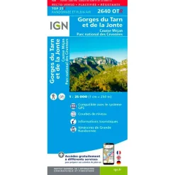Carte Ign<IGN Carte 2640OTR Gorges du Tarn et la Jonte, Causse Méjan, Parc national des Cévennes - Résistante