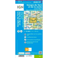 Carte Ign<IGN Carte 2640OTR Gorges du Tarn et la Jonte, Causse Méjan, Parc national des Cévennes - Résistante