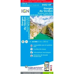 Carte Ign<IGN Carte 3442OTR Gorges du Verdon, Moustiers-Sainte-Marie, Lac de Sainte-Croix, PNR du Verdon - Résistante