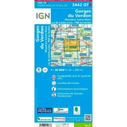 Carte Ign<IGN Carte 3442OTR Gorges du Verdon, Moustiers-Sainte-Marie, Lac de Sainte-Croix, PNR du Verdon - Résistante