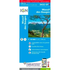 Carte Ign<IGN Carte 3432OTR Massif des Bauges - Résistante