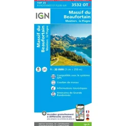 Carte Ign<IGN Carte 3532OTR Massif du Beaufortain, Moûtiers, la Plagne - Résistante