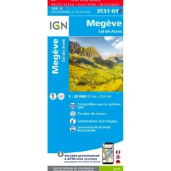 Hot Carte 3531OTR Megève, Col des Aravis - Résistante Carte Ign