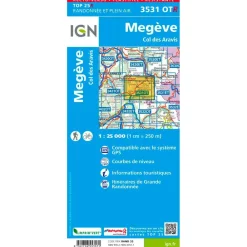 Hot Carte 3531OTR Megève, Col des Aravis - Résistante Carte Ign