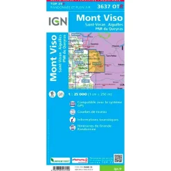 Carte Ign<IGN Carte 3637OTR Mont Viso, Saint-Véran, Aiguilles, PNR du Queyras - Résistante