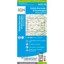 New Carte 2430SB Saint-Gervais-d'Auvergne, Montel-de-Gelat Carte Ign