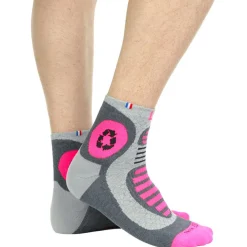 Chaussettes Trail<La Chaussette de France Chaussettes Run Recycled Gris Rose Fluo