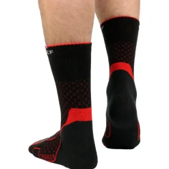 Hot Chaussettes Trekker High Noir Rouge Chaussettes De Randonnée