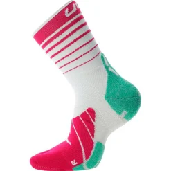 Chaussettes Trail<Uyn Chaussettes Runner's Five Woman White Green Fuchsia