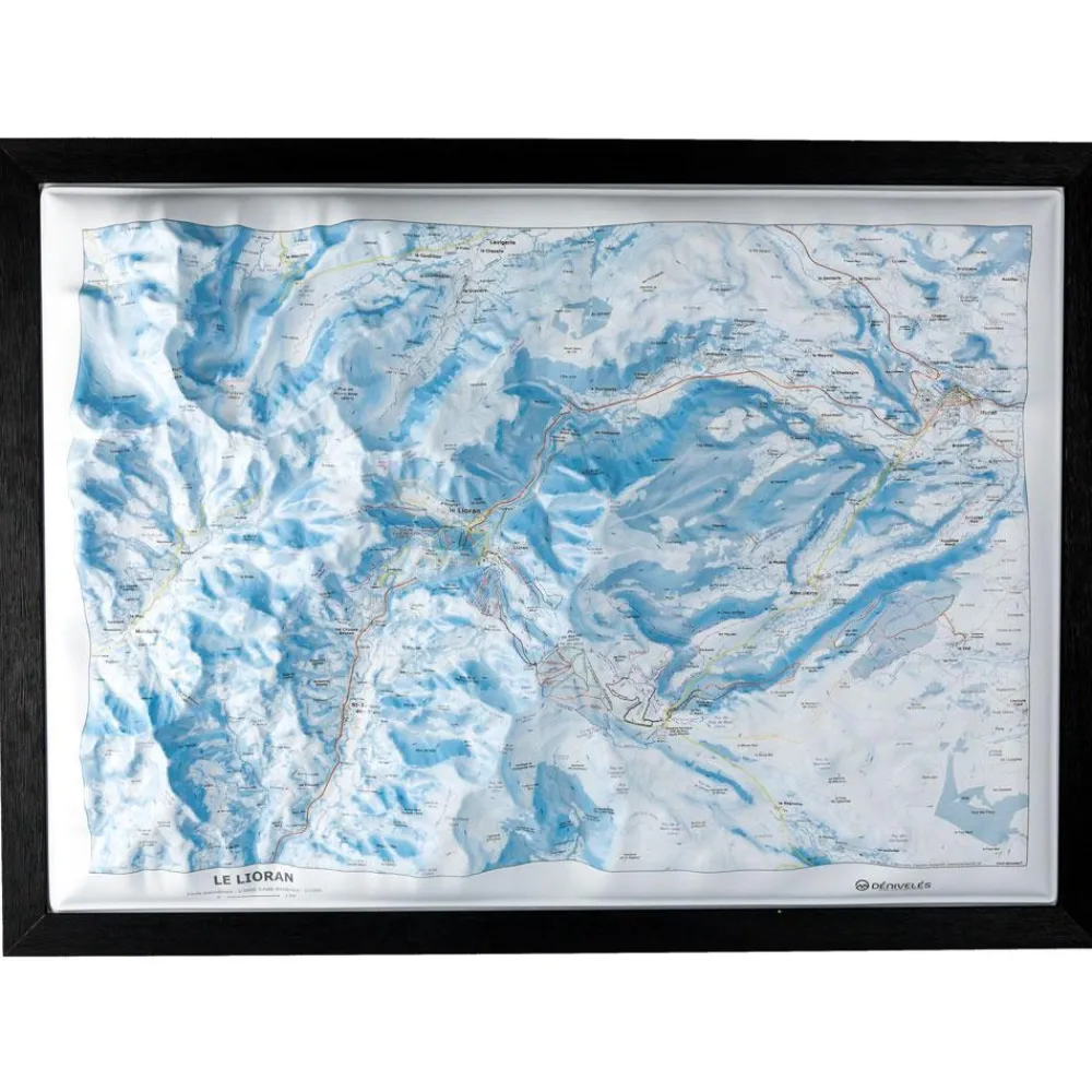 Carte 3D<Deniveles Domaine Le Lioran + Cadre