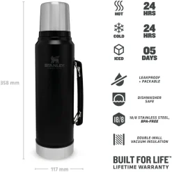 Gourde The Legendary Classic Bottle 1.0L Matte Black Pebble Gourdes