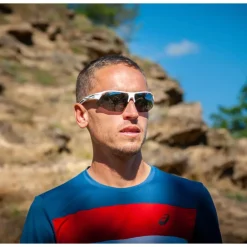 Lunettes Trail|Lunettes Trail-Running<AZR Lunettes de soleil Galibier Vernie Blanc Noir Gris Miroir