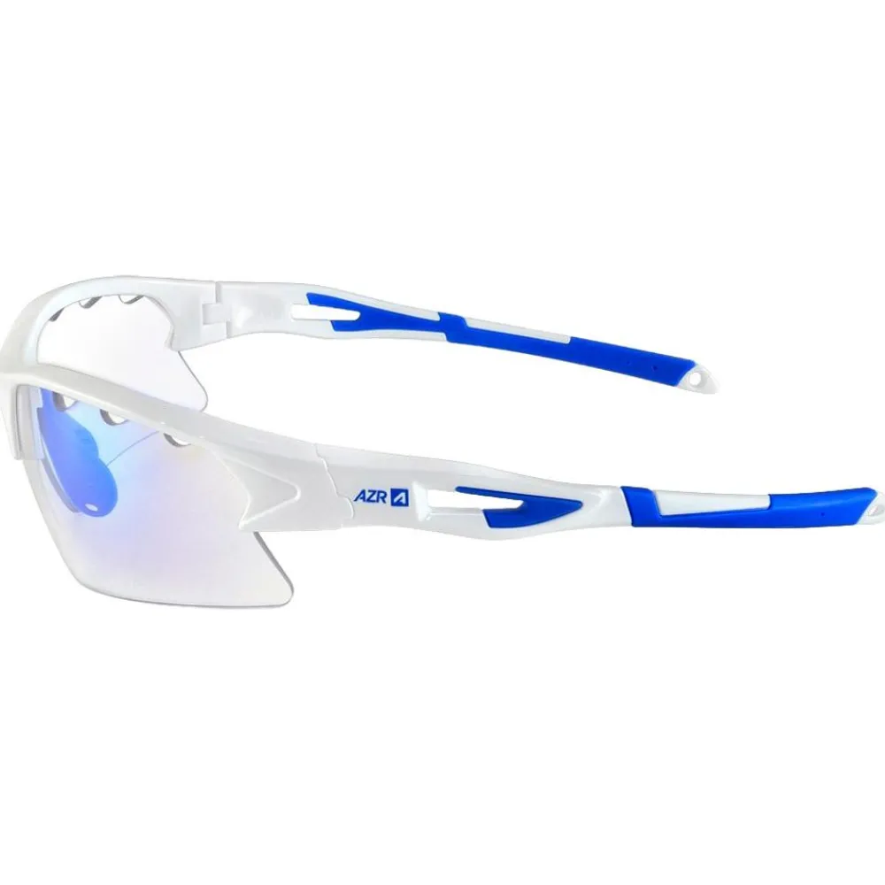 Lunettes Trail|Lunettes Trail-Running<AZR Lunettes de soleil Huez Blanche Vernie Bleue Photochromique Bleue