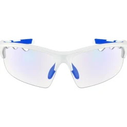 Lunettes Trail|Lunettes Trail-Running<AZR Lunettes de soleil Huez Blanche Vernie Bleue Photochromique Bleue
