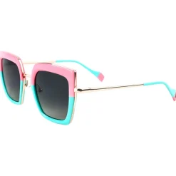 Lunettes de soleil Veronika Shiny Gold Pastel Blue Pink Gradient Grey Polarized Femme Lunettes Polarisées|Lunettes Femme