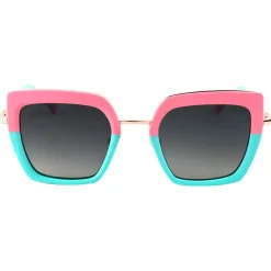 Lunettes de soleil Veronika Shiny Gold Pastel Blue Pink Gradient Grey Polarized Femme Lunettes Polarisées|Lunettes Femme
