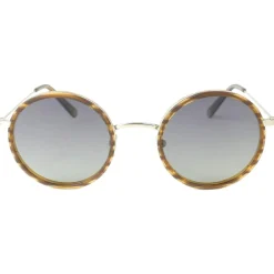 Lunettes Femme|Lunettes Polarisées<Binocle Eyewear Lunettes de soleil Amsterdam Silver Ecaille Bois Gradient Grey Polarized