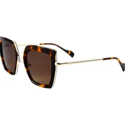 Lunettes Femme|Lunettes Polarisées<Binocle Eyewear Lunettes de soleil Veronika Shiny Gold Black Tortoise Gradient Brown Polarized