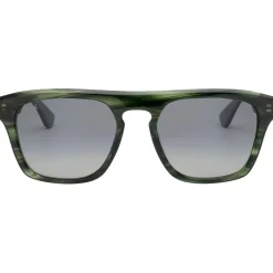 Outlet Lunettes de soleil Stefano Shiny Green Wood Gradient Grey Polarized Lunettes Polarisées