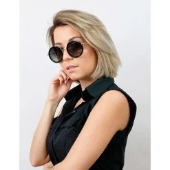 Discount Lunettes de soleil Monica Gold Grey Polarized Femme Lunettes Femme|Lunettes Polarisées