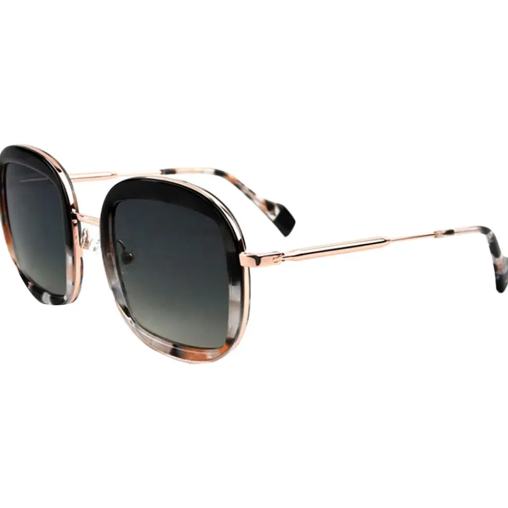 Lunettes Femme|Lunettes Polarisées<Binocle Eyewear Lunettes de soleil Selena Shiny Pink Gold Black Pink Tortoise Gradient Grey Polarized