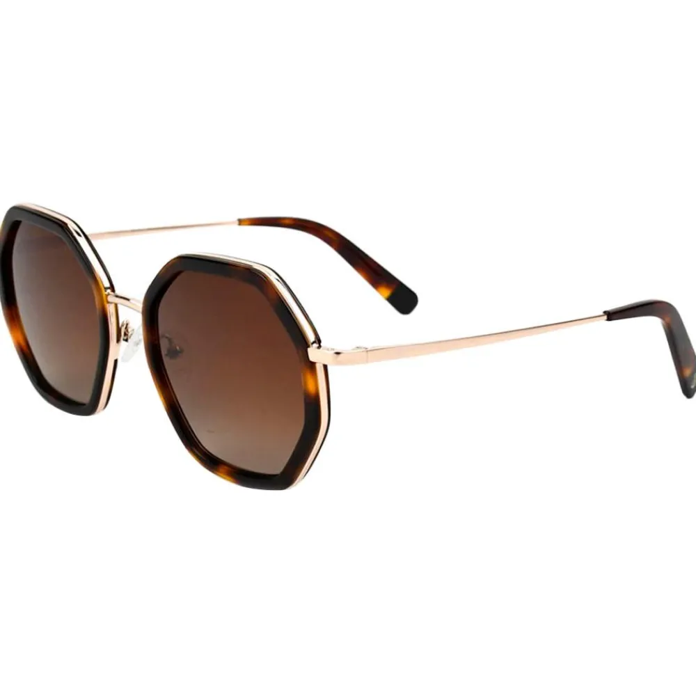 New Lunettes de soleil Angela Shiny Gold Tortoise Gradient Brown Polarized Lunettes Polarisées|Lunettes Polarisées