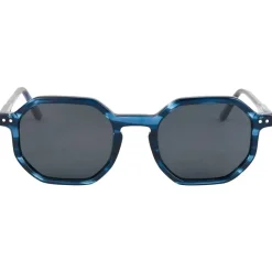 Hot Lunettes de soleil Bogota Shiny Blue Wood Grey Polarized Lunettes Polarisées