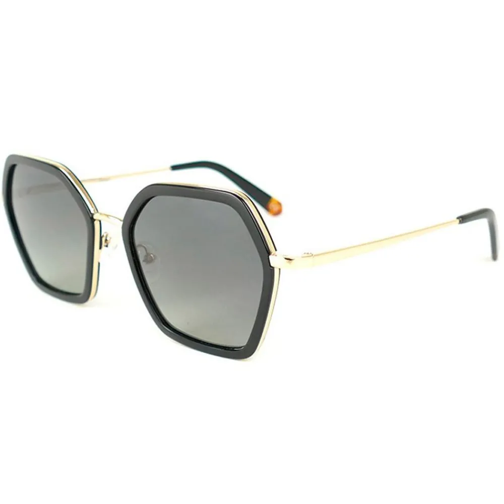 Lunettes Femme|Lunettes Polarisées<Binocle Eyewear Lunettes de soleil Agatha Shiny Gold Black Gradient Grey Polarized