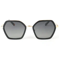 Lunettes Femme|Lunettes Polarisées<Binocle Eyewear Lunettes de soleil Agatha Shiny Gold Black Gradient Grey Polarized