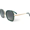 Hot Lunettes de soleil Agatha Shiny Gold Tortoise Emeraude Gradient Grey Polarized Femme Lunettes Femme|Lunettes Polarisées